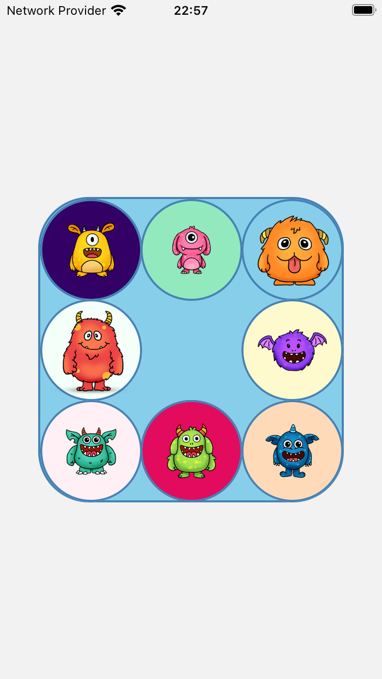 The initial ui of monster friends: simon says